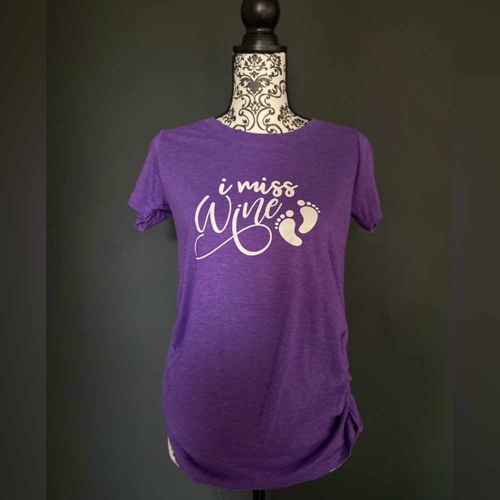 I Miss Wine Maternity T-Shirt. Purple. Small. UEC. Never worn.